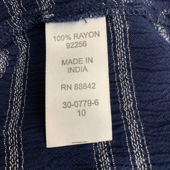 Ellos Dress Women 10 Blue Stripe‎ V Neck Tunic Shift Side Slit - Picture 5 of 8